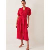 V-Neck Pintuck Midi Skater Dress