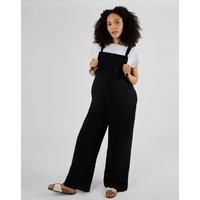 JoJo Maman Bb Maternity Cotton Rich Wide Leg Dungarees Black