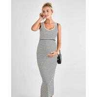 JoJo Maman Bb Maternity Cotton Rich Striped Ribbed Maxi Dress Multi
