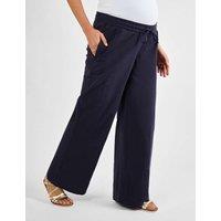 JoJo Maman Bb Maternity Wide Leg Trousers with Linen Navy