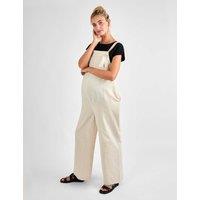 JoJo Maman Bb Maternity Cotton Rich Wide Leg Dungarees Stone