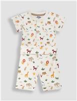 JoJo Maman Bb 2pc Cotton Rich Safari Top & Bottom Outfit (0-24 Mths) Cream Mix