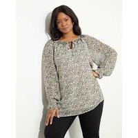 Ditsy Floral Tie Neck Smocked Tunic