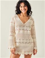 Cotton Rich Crochet Daisy Beach Cover Up
