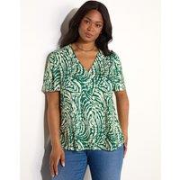 Jersey Printed V-Neck Angel Sleeve Top