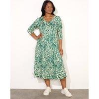 Jersey Printed Midi Swing Dress