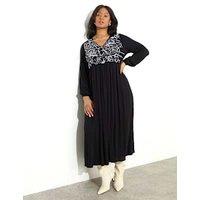 Embroidered Midaxi Smock Dress