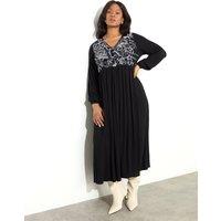 Embroidered Midaxi Smock Dress