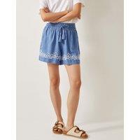 Pure Lyocell Embroidered High Waisted Shorts