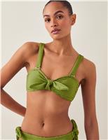 Monsoon Padded Tie Detail Bikini Top Green Mix