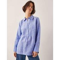 Monsoon Pure Linen Collared Button Front Shirt Blue