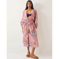 Pure Cotton V-Neck Midi Kaftan Dress