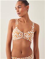 Monsoon Printed Padded Ring Detail Bikini Top Orange