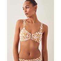 Monsoon Printed Padded Ring Detail Bikini Top Orange