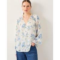 Modal Blend Sheer Floral V-Neck Blouse