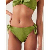 Monsoon Tie Side High Leg Bikini Bottoms Green Mix