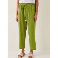 Drawstring Straight Leg Trousers with Linen