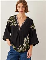 Monsoon Embroidered Top Black Mix
