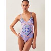 Mabel Shell Print Padded V-Neck Swimsuit