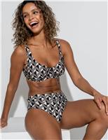 Pour Moi Casablanca Printed Roll Top Bikini Bottoms White/Black