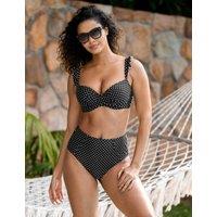 Pour Moi Sicily Polka Dot High Waisted Bikini Bottoms White/Black