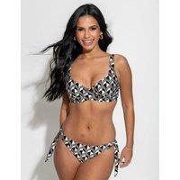 Pour Moi Casablanca Printed Wired Plunge Bikini Top White/Black