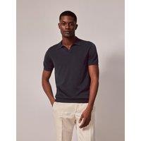 Pure Cotton Open Collar Knitted Polo Shirt