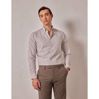 Hawes & Curtis Regular Fit Pure Cotton Striped Oxford Shirt Brown Mix