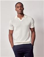 Hawes & Curtis Pure Cotton Knitted Polo Shirt Cream