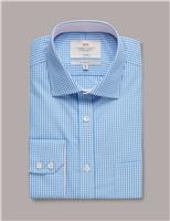 Hawes & Curtis Slim Fit Non Iron Pure Cotton Gingham Shirt Blue Mix