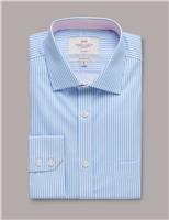 Hawes & Curtis Non-Iron Pure Cotton Striped Shirt Blue Mix