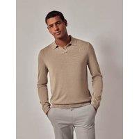 Pure Cotton Open Collar Knitted Polo Shirt