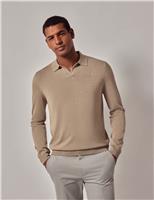 Pure Cotton Open Collar Knitted Polo Shirt