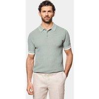 Hawes & Curtis Pure Cotton Textured Polo Shirt Green