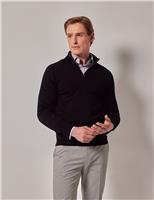 Hawes & Curtis Pure Wool Half Zip Jumper Dark Green