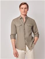 Slim Fit Pure Linen Utility Shirt