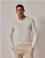 Hawes & Curtis Pure Cotton Open Neck Knitted Polo Shirt Green