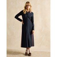 Jersey Patterned Collared Midaxi Shirt Dress