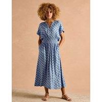 Floral Notch Neck Midaxi Waisted Dress