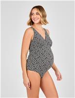 Maternity Animal Print V-Neck Swimsuit