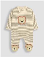 JoJo Maman Bb Pure Cotton Lion Sleepsuit (0-12 Mths) Beige Mix
