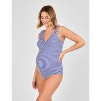 Maternity Striped Frill V-Neck Swimsuit