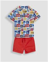 2pc Pure Cotton Twill Seaside Shirt Outfit (6 Mths-5 Yrs)