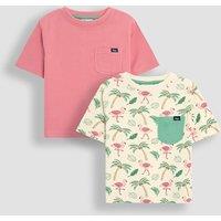 2pk Pure Cotton Plain & Flamingo T-Shirts (1-5 Yrs)