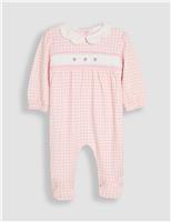 Pure Cotton Checked Strawberry Sleepsuit (0-12 Mths)