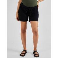 JoJo Maman Bb Maternity Cotton Rich Shorts with Linen Black
