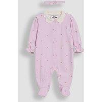 JoJo Maman Bb 2pc Pure Cotton Heart Sleepsuit Set (Newborn - 12 Mths) Light Pink Mix