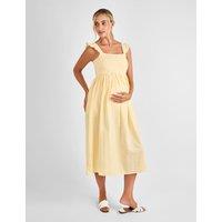 JoJo Maman Bb Maternity Pure Cotton Gingham Midi Smock Dress Yellow Mix
