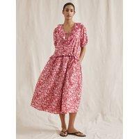 Pure Cotton Printed Midi Waisted Dress