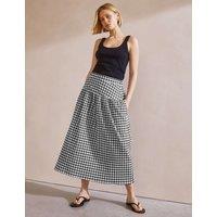 Cotton-Rich Gingham Midi A-Line Skirt